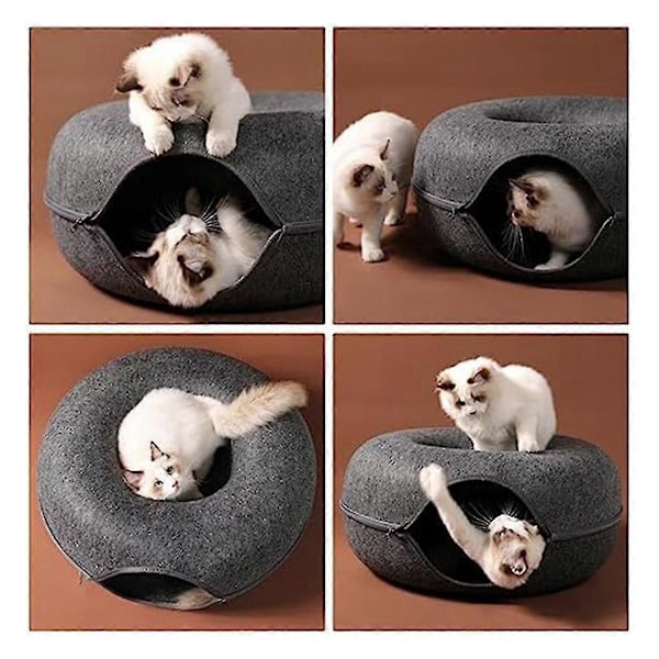 Kattgrotta, Kattunnelbädd kompatibel med Innekatter, Avtagbar RUND Katt