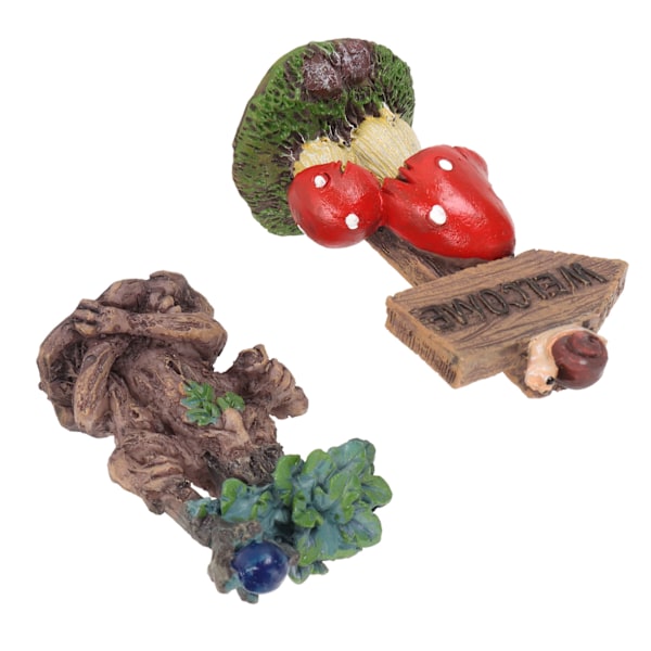 Miniature Magic Tree Statue Sæt Syntetisk Harpiks Træ Guidepost Figur Sæt Vandtæt Soltæt Have Statue Tilbehør