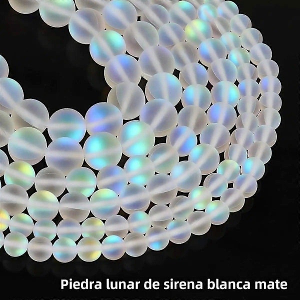 Aurora Kristaller i Matt Vit Färg med Glans Lyster Krympning 6/8/10MM Regnbåge Holografiska Glänsande Glas Runda Pärlor 6MM