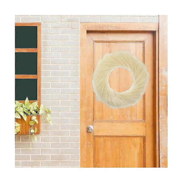 Kunstig Pampasgresskrans, 56 cm Faux Pampasgress Dekor Boho Dekorasjon (Beige)