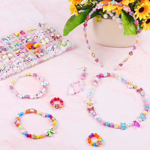 500 st DIY Kids Pärlor Set för armband, halsband, smyckestillverkningssats - Leksakshantverk med ponnyalfabetets pärlor