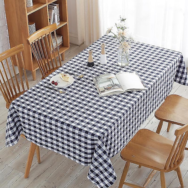 Vanntett rutete duk - Flekkbestandig, vaskbar gingham duk for utendørs piknik og høytidsmiddag 90cm*140cm Blå