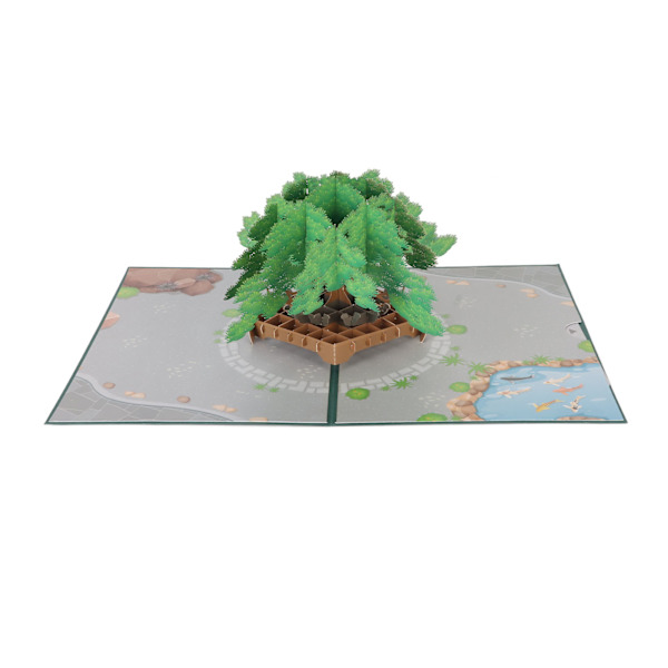 3D Pine Trees lykønskningskort Håndlavet papirudskæring Ferie lykønskningskort med konvolut til skrivevelsignelse