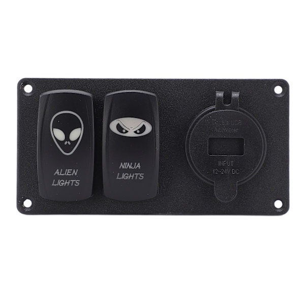 Bil Dual Switch Kombinasjonspanel Bærbart Vippebryterpanel for Bil Båter Bobiler 12/24V