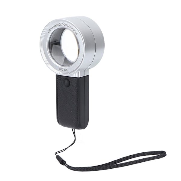 Valaistu suurennuslasi kädessä pidettävä 30X suurennus 3 LED-valoa 1 UV-valo monitoimitasku suurennuslasi hopea