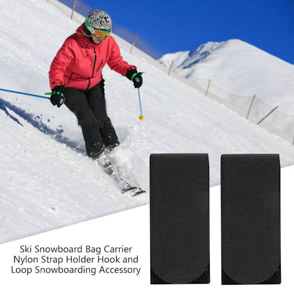 Ski Snowboard Bag Carrier Nylon stroppholder krok og løkke snowboard tilbehør (svart)