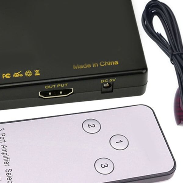 4K HD Multimedia Interface Switcher 3 inn 1 ut IR fjernkontroll HD Multimedia Interface Splitter