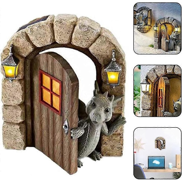 Harpiks Dinosaur Ornament Hage Meditasjon Drage Skulptur Statue Kunststatue for Hjem Hage Dekor