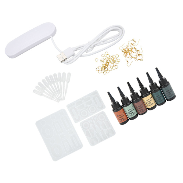 Resin Form Set med UV-lim Ring Öronkrok UV-lampa DIY Örhänge Molds Kit för örhängen Hängen Smycketillverkning