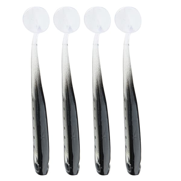 4 stk. TPR 100MM Kunstig Blød Simuleringsfiskeri Lokkemad Padle T Hale Tilbehør 6#sort bagside