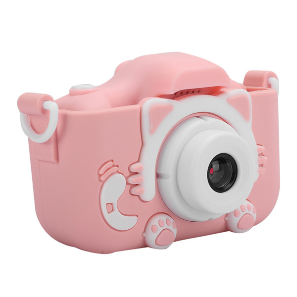 12 MP Mini Cartoon Kitty digitalkameraleke med dobbeltkamera for barn, rosa