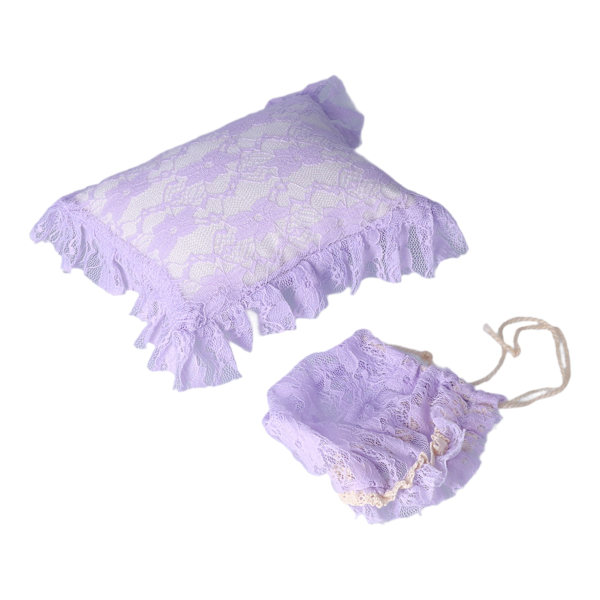 Vastasyntyneen valokuvaushattu ja tyyny, pehmeä, ihoystävällinen, söpö ja elegantti pitsihattu, valokuvausrekvisiitta (vaaleanpunainen hattu ja tyyny)
