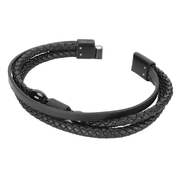 Enkel flätat armband i flera lager för män, PU-läder, modernt armband, smyckesaccessoar