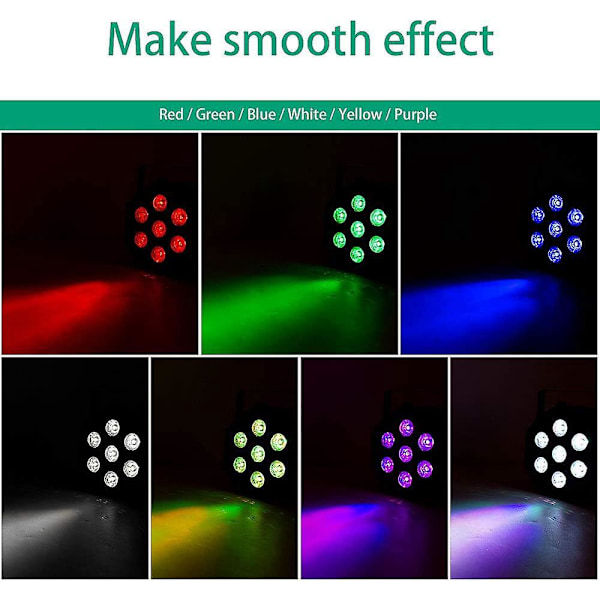 7 Par LED Party Lyslenker med Fjernkontroll, 7 Kanal DMX/Auto/Lydaktivert Modus og 8 Effekter Lyslenker for Bryllupsfest DJ Disco Bryllup