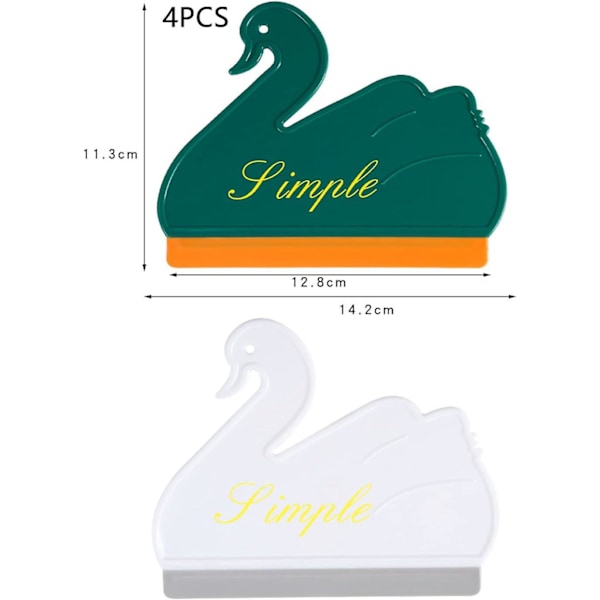 4 stk. Multifunktionel Bruse Squeegee - Badeværelse Squeegee - Kreativ Silikon Squeegee - Vindue Squeegee - Svan Gummi Squeegee til Biler, Vinduer, Gl