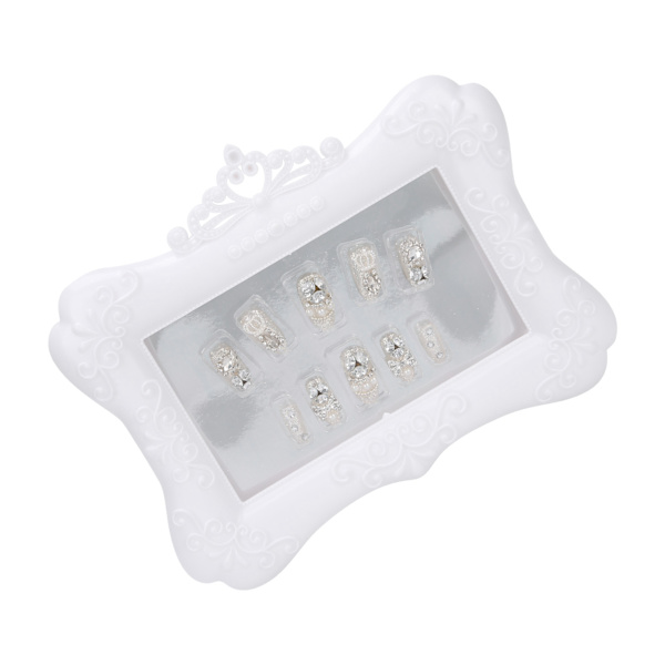 10 kpl / laatikko Strassit Faux Pearl Fake Nails Naiset Tytöt Cover tekokynsilakka