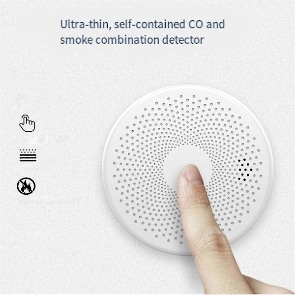 Tuya WiFi Kolmonoxid Rökdetektor 2-I-1 Röksensor Smart Life APP Kontroll Brandlarm Säkerhet