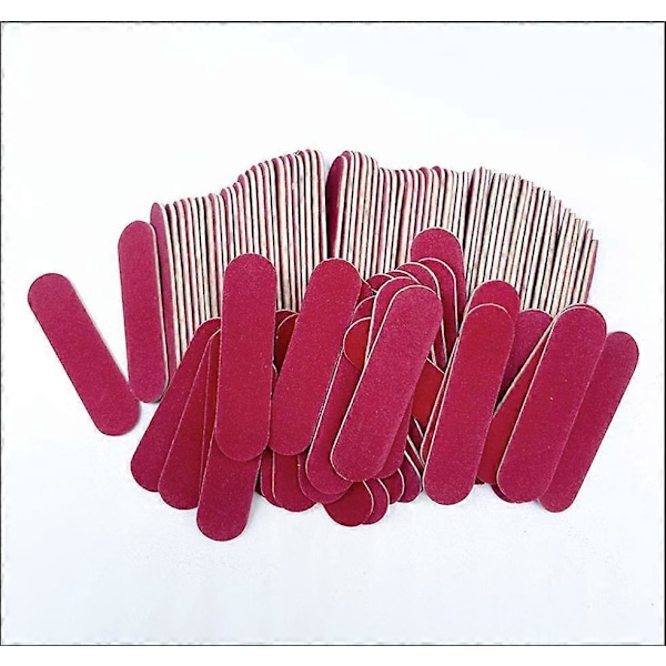 100 stk. Neglefil, Profesjonelle Neglefiler, Dobbeltsidig 180/240 Grit Board5*1.3cm (Rosa)