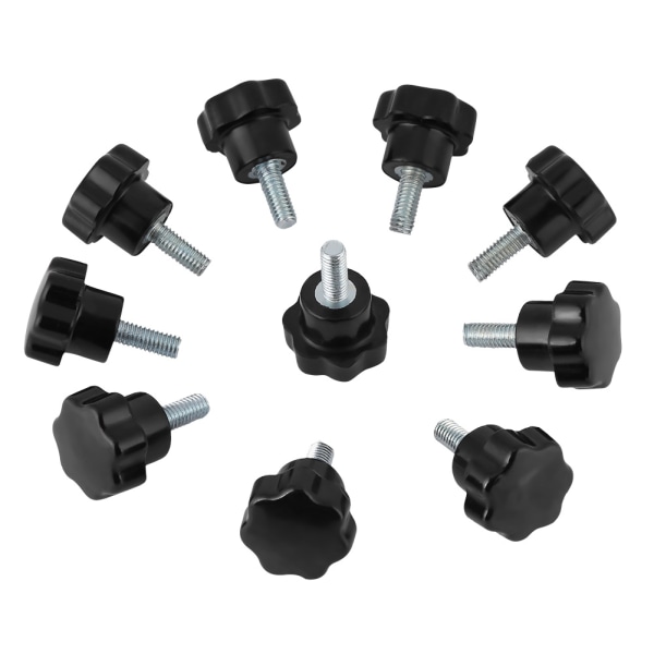 10 st M5*16 Plast Stjärntyp Huvudknopp Handtag Bolt Verktygsmaskin Tillbehör Set Svart