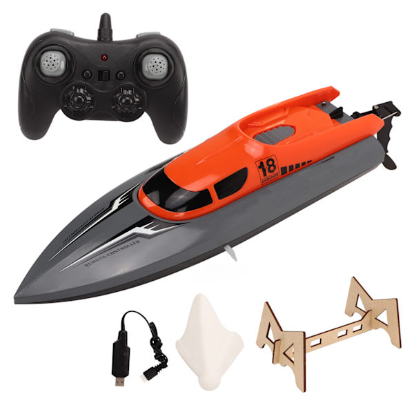 Fjärrstyrd båt 2,4 GHz Dubbelmotor Racingbåt Vattenleksak Vattentät ABS RC Speedbåt för pool flod