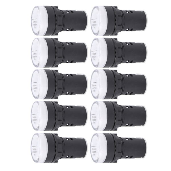 10 stk AD16‑22DS LED-signallys Hvid Indikator for høj lysstyrke Udstyr AC/DC24V
