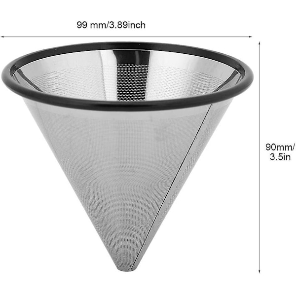 Gjenbrukbar rustfritt stål hell over kaffefilter mesh drypper sakte brygget kaffe kjegle