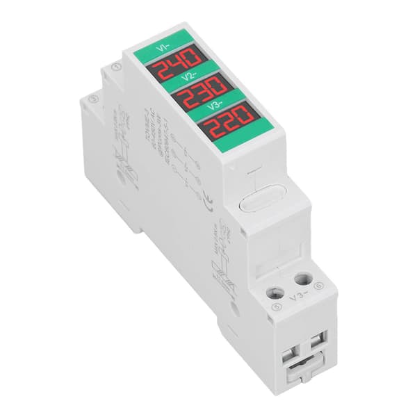 3-fas AC Voltmeter Din-skenmontering LCD Digital Display Spänningsmätare Elmätare 60-450V