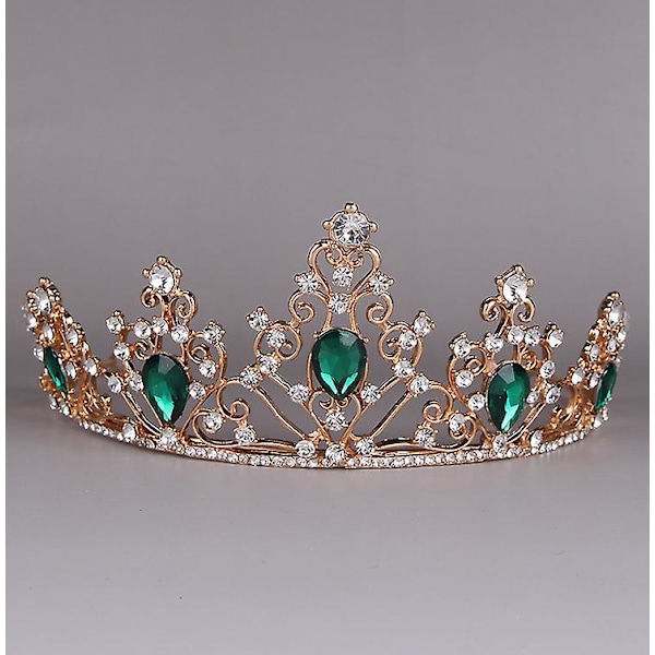 Grön Ädelsten Barock Drottningkrona - Rhinestone Legering Tiara för Bröllop Fest