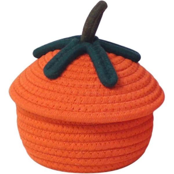 Gresskar Kurv Knask eller Knep, Halloween Vevd Gresskar Kurv med Lokk, Gresskar Kurv med Lokk for Halloween (Liten)