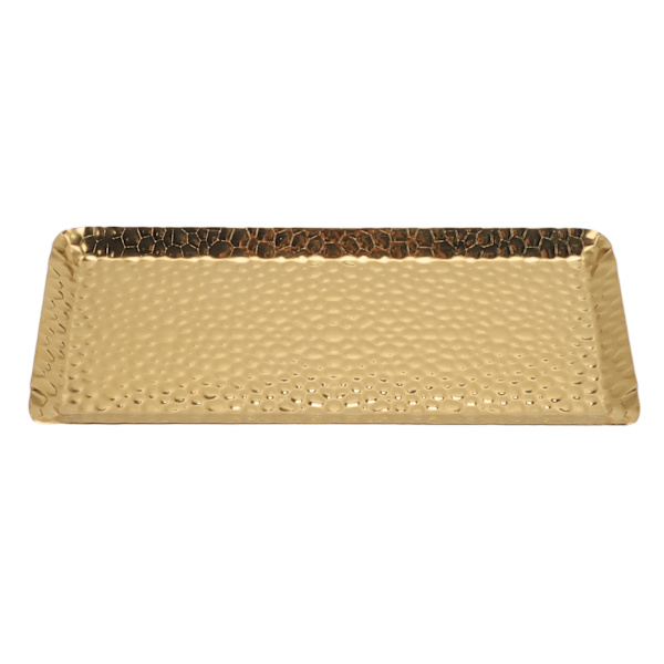 25x11cm Håndklæde Hammered Bakke Rustfrit Stål Multifunktionel Opvaskemaskine Sikker Dessert Bakke Plade til Hjem Restaurant Guld