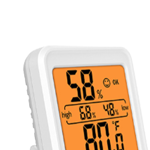 Termometer Hygrometer Indendørs Digital Temperatur Fugtighedsmåler Måler med Baggrundslys til Drivhus Hvid