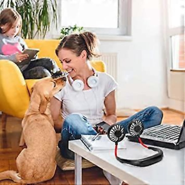 Bærbar halsventilator, Mini USB genopladelig hovedventilator til ansigtet Håndventilator, Lille halsventilator