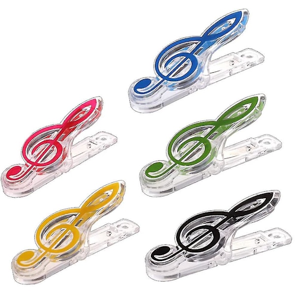Musiknodeclips, pakke med 10 transparente plastik musikpapirclips bogsideholdere til bøger tasker tøj