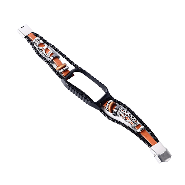 Udskiftning af håndledsrem Retro etnisk stil Stilfulde perler Læder udskiftning armbåndsrem til Redmi 2 til Xiaomi Band 8 Active Brun