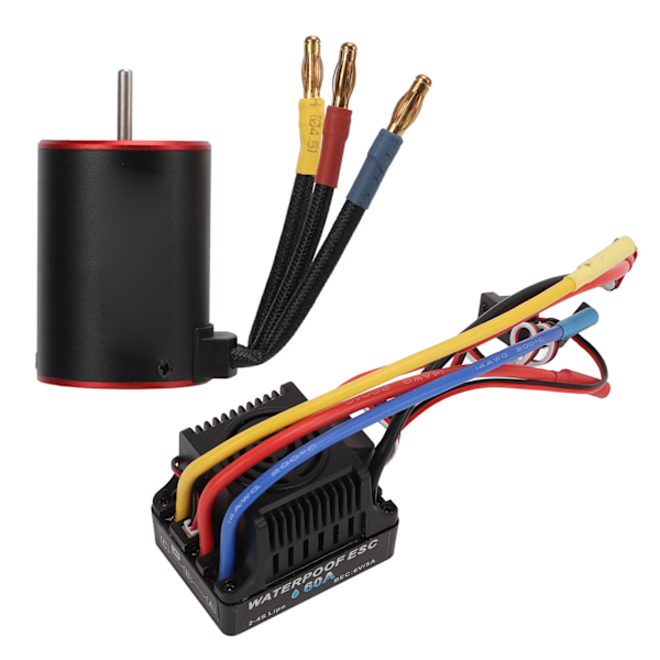 3650 3900KV Vandtæt Børsteløs Motor 60A ESC Elektrisk Regulator Lang Ledning til 1/8 1/10 RC Bil