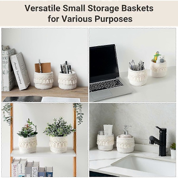 Macrame Sminkborstfodral, Boho Förvaringsfodral Set om 2_SZXM