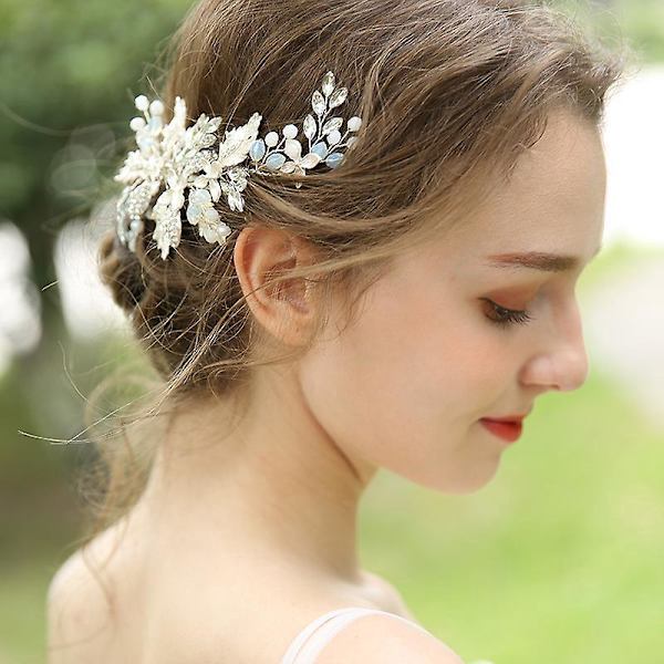 Sølv Krystall Brudeslør Kam - Elegant Rhinestone Hodepynt for Bruder og Jenter