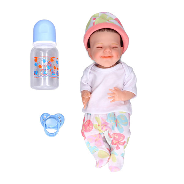 Lifelike Baby Doll 12 Inch Soft Silicone Newborn Infant Doll with Clothes Feeding Bottle Children ToyBoy Doll