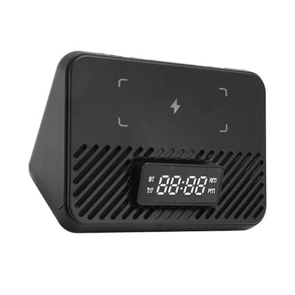 Trådlös laddningsstation 15W 3 i 1 trådlös telefonladdare med Bluetooth-högtalare Digital väckarklocka Svart
