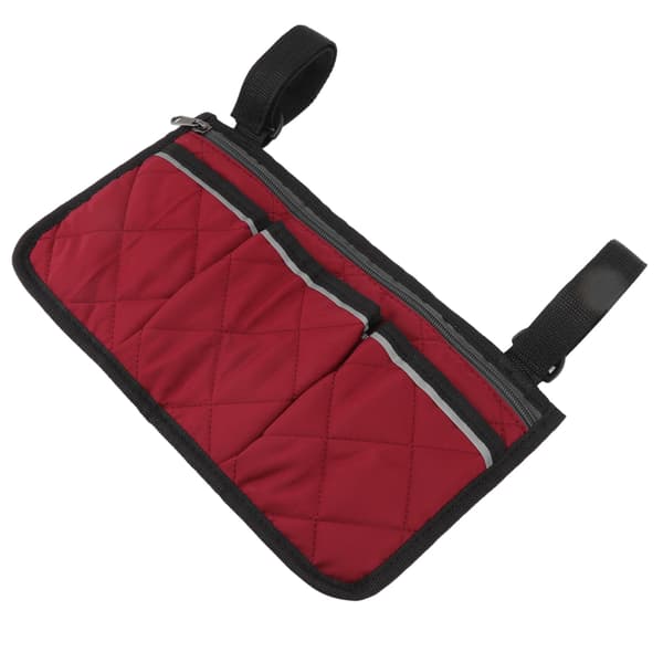 Rullestolveske Vanntett Polyester Multi Lomme Design Rullestol Sidelomme for Utendørs Mobil Stol Rød