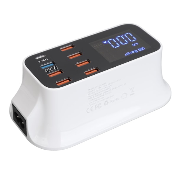 USB-laddningsstation 8 portar laddningshubb 40W USB3.0 Typ C LED-display kretsskydd för telefoner surfplattor 100‑240V AU-kontakt