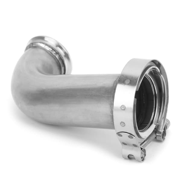 90° Flange Albue Adapter Downpipe VBand Klemme Rustfrit Stål 2.5in ID til 3.2in OD