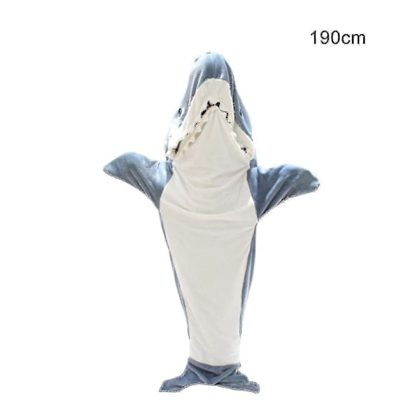 Haj Tæppe Hoodie Voksen - Haj Onesie Voksen Bærbart Tæppe - Haj Tæppe Super Blød Hyggelig Flanel Hoodie Haj Sovepose - JRSZ 190cm