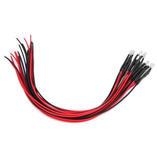 50 stk. LED-lysdiode, forudkablet, rundt hoved, enkelt blinkende model 12V orange lys