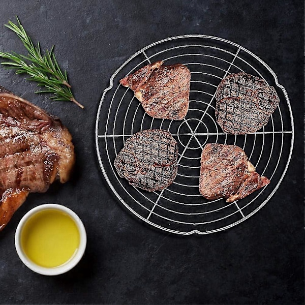 Grillriste til grill, madlavningsriste i rustfrit stål, rund trådnet grillnet varmebestandig grillnet grillrist til udendørs havecamping