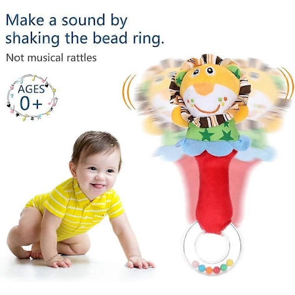 3-pack skallror för bebis Shaker för bebis Mjuka plyschleksaker Musikaliska pedagogiska leksaker Spädbarnsutveckling för bebisar 0-12 månader (elefant/lejon/