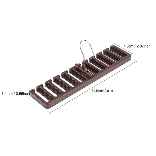10-spors slipsbelte skjerf stativ organizer solid plast klesskap garderobe plassbesparende brun