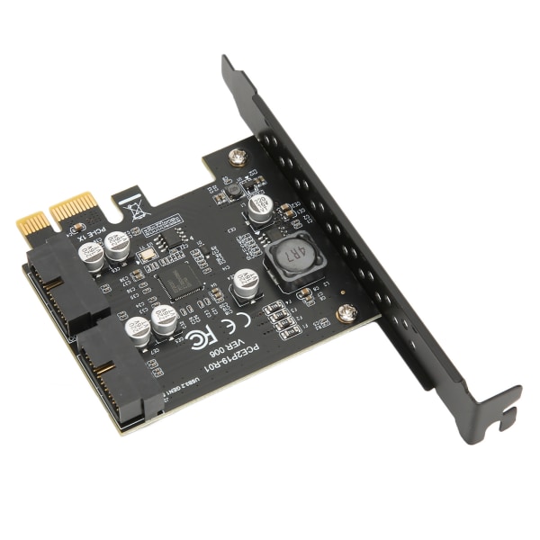 PCIE- USB 3.2 -laajennuskortti 5 Gbps nopea USB 3.2 edessä oleva GEN1-laajennuskortti, kaksiporttinen 19PIN-liitin Riser Card 19PIN Black Board