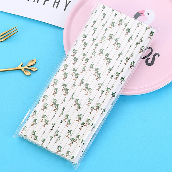 Söpö ympäristöystävällinen kertakäyttöinen paperipillimehujuhlaolki 25 tikkua (Coco)