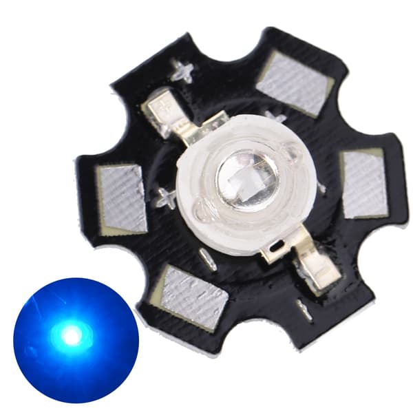 3W højeffekt LED-lampeperler Emitter Diode Chips til DIY belysningsarmaturer Blå